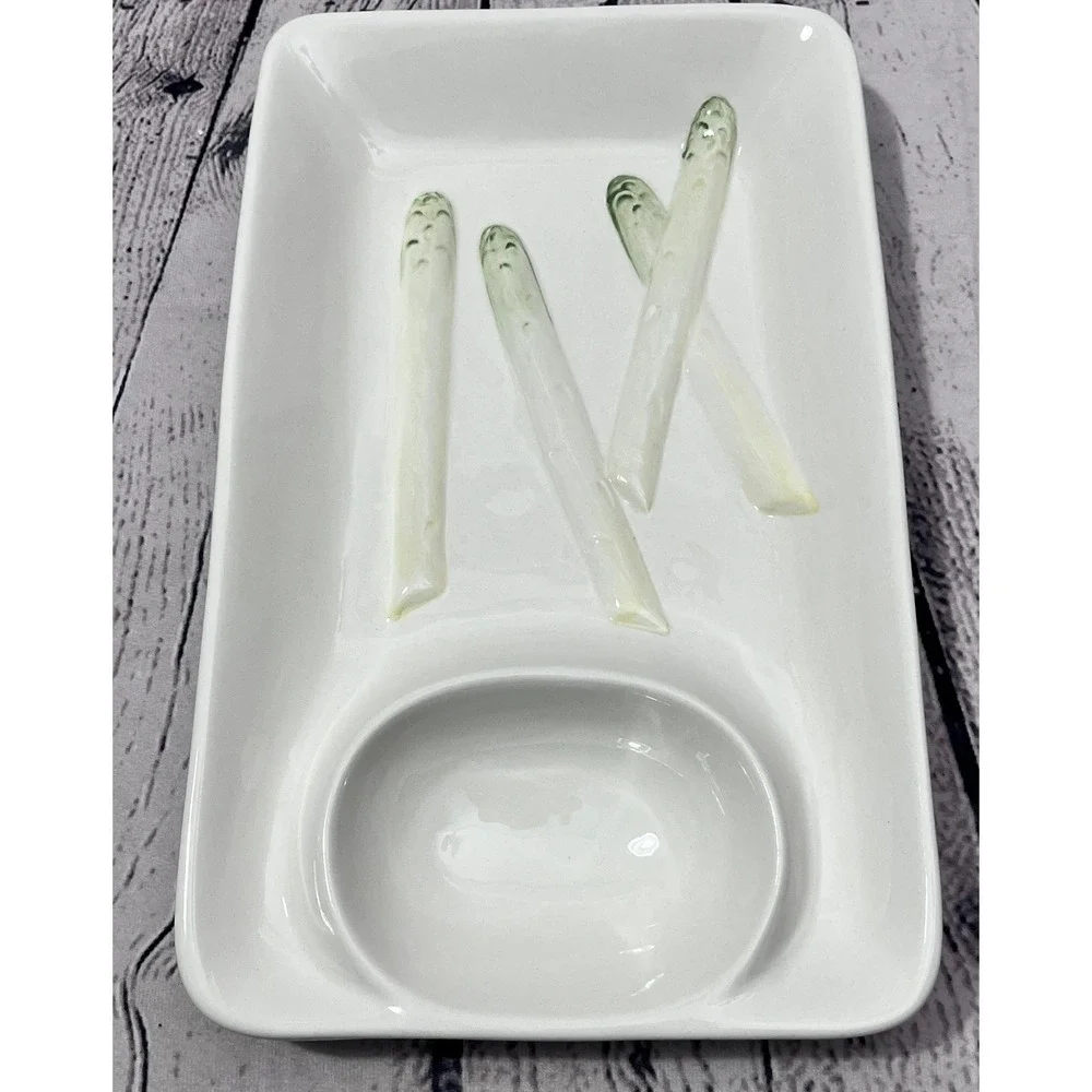 Williams Sonoma Asparagus Serving Dish with Dipping Bowl Made in Italy